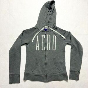 Aeropostale Hoodie Sweatshirt Grey Full Zipper Women's Size XS